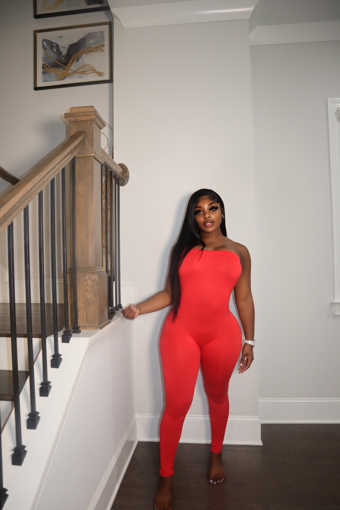 BASIC TUBE JUMPSUIT RED