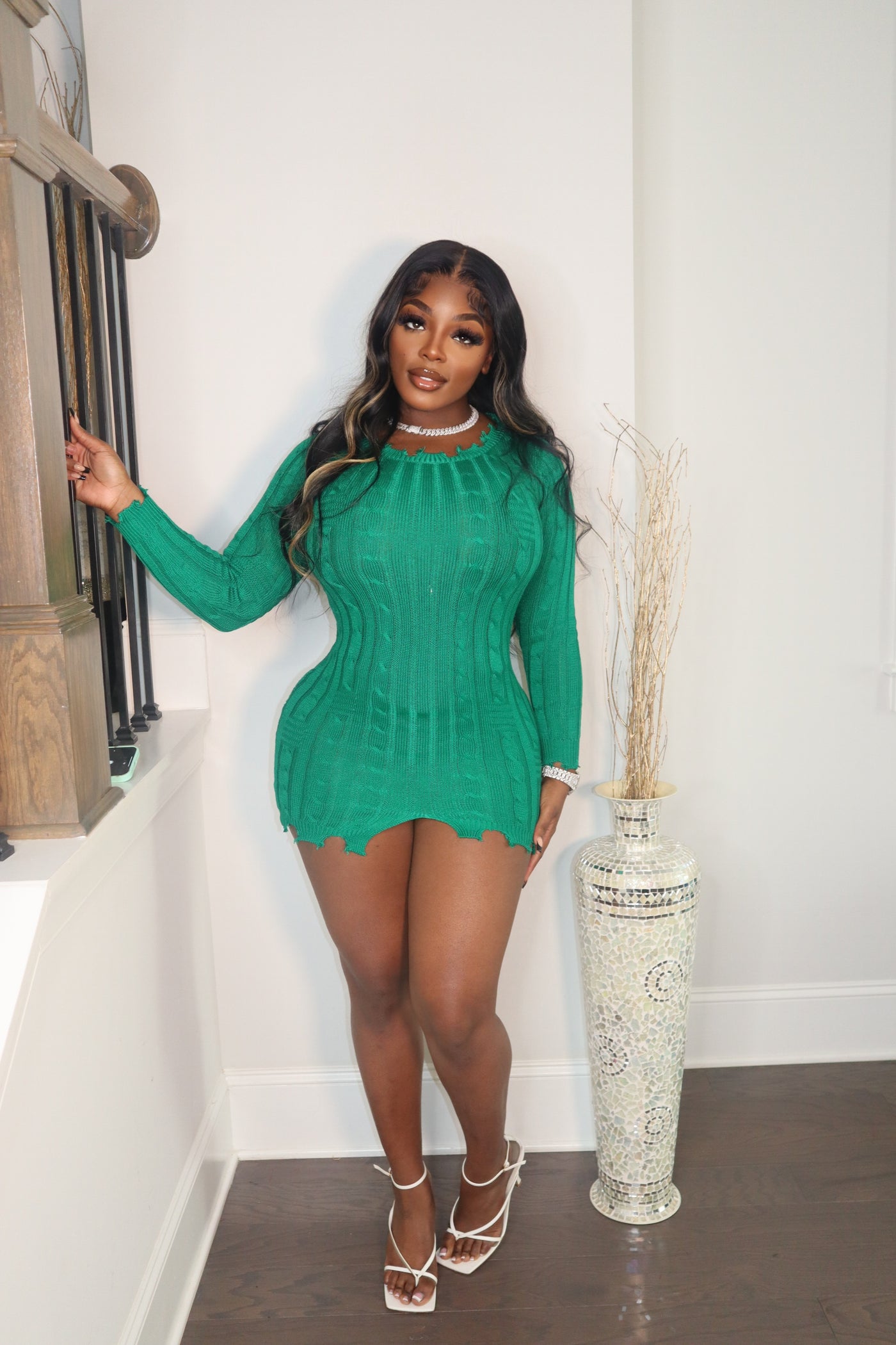 Long Sleeve Knitted Mini Dress