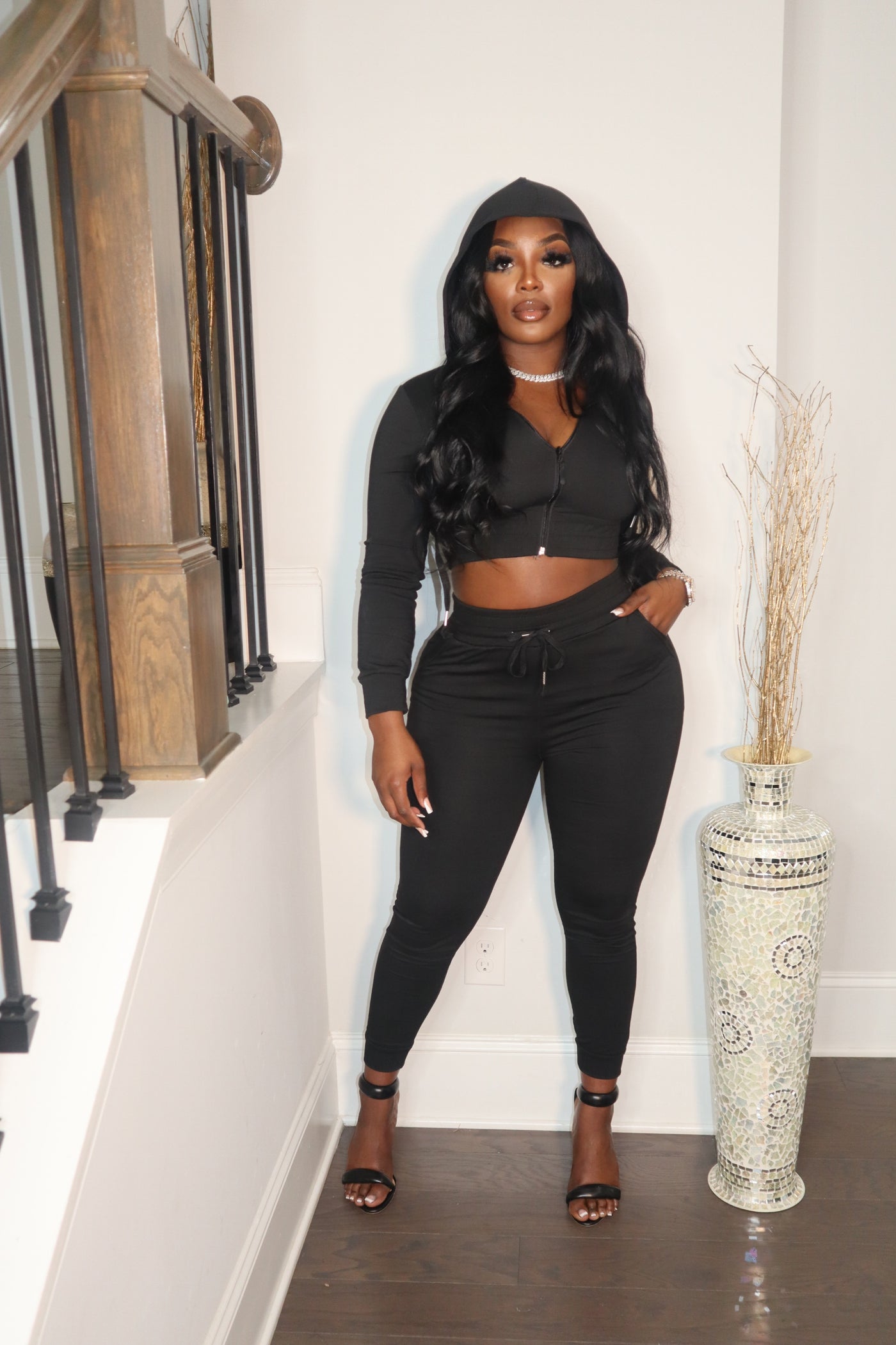 Hooded Track Suit Black
