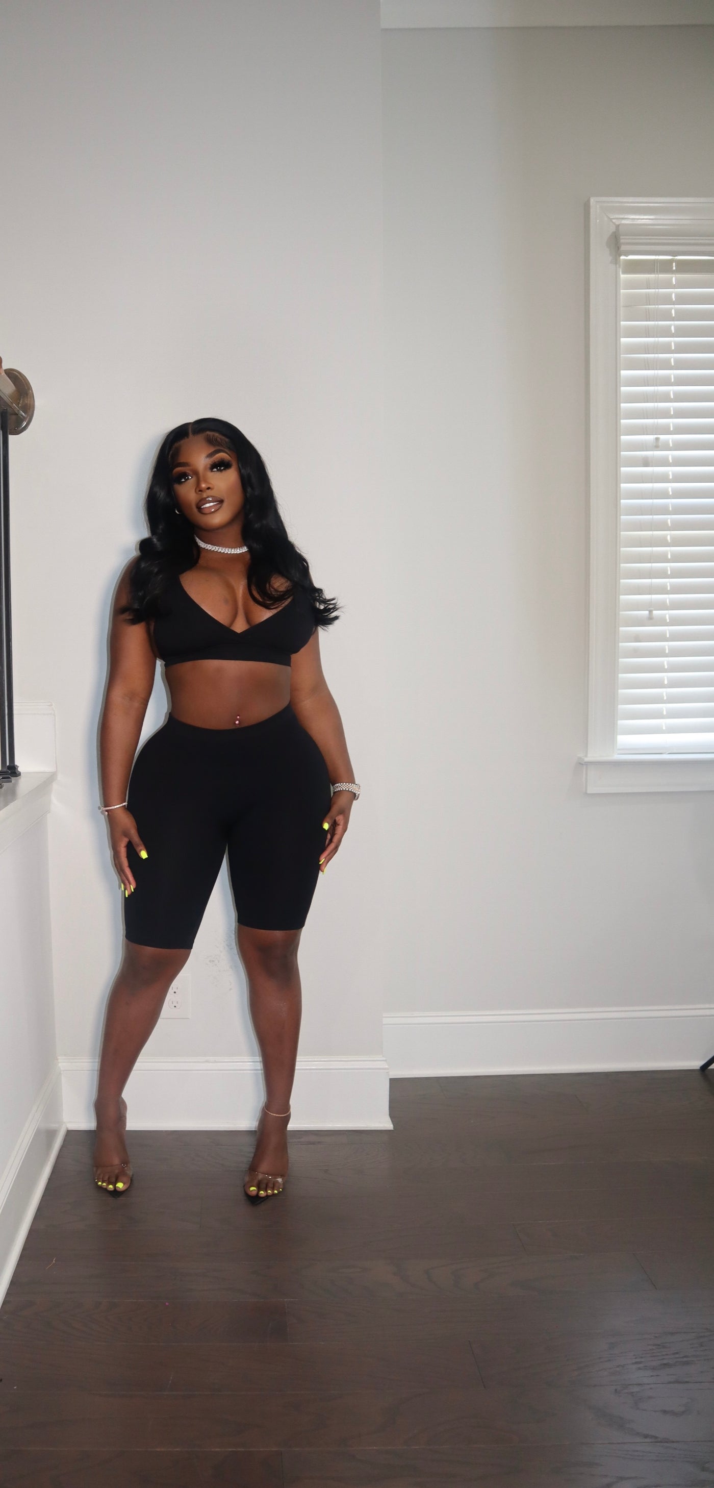KEEP IT SIMPLE BIKER SHORT SET BLACK