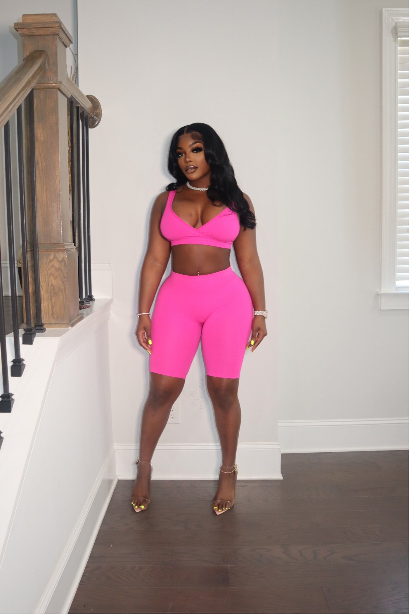 KEEP IT SIMPLE BIKER SHORT SET PINK