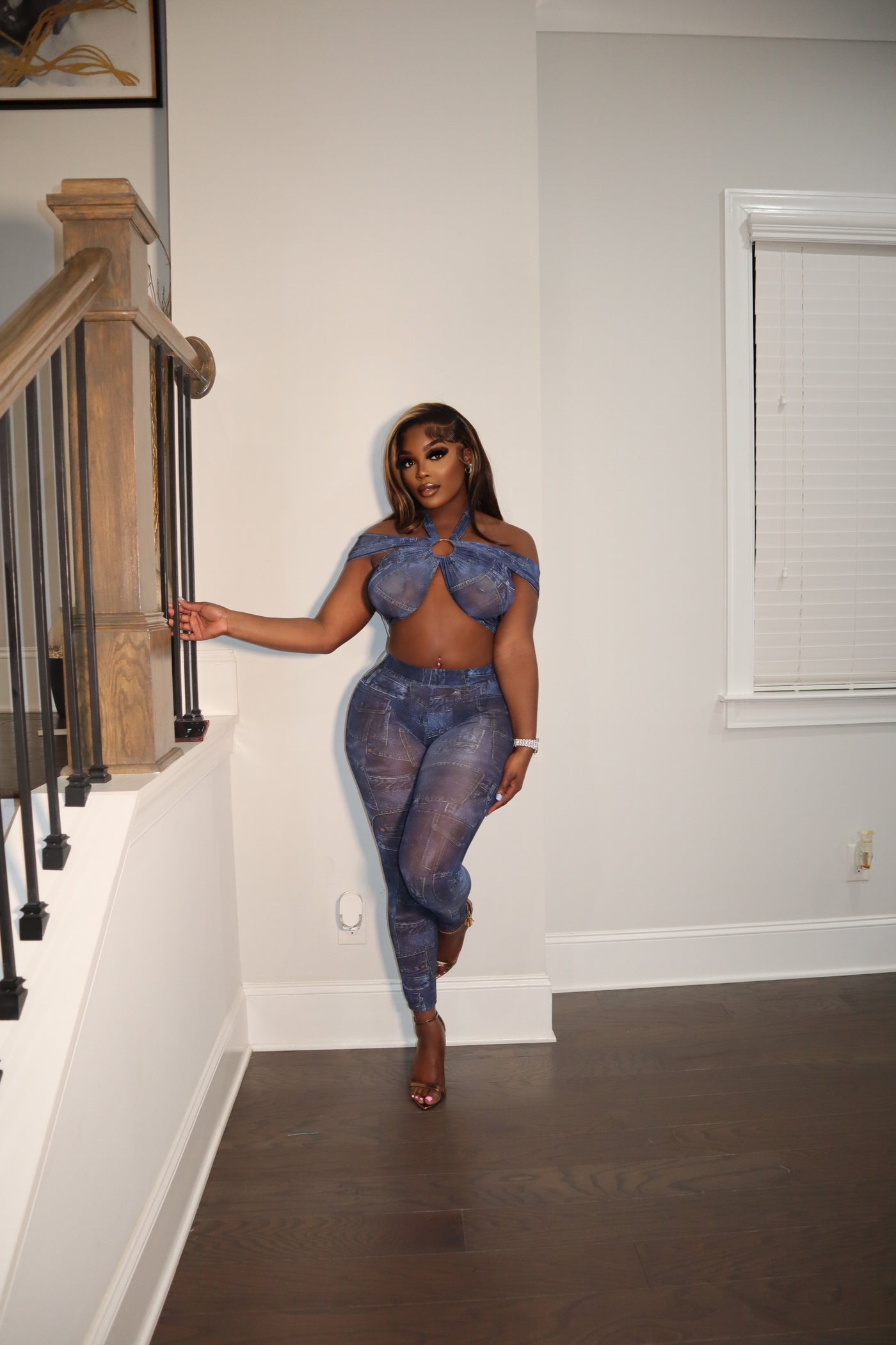 IT GIRL MESH DENIM 2 PIECE SET