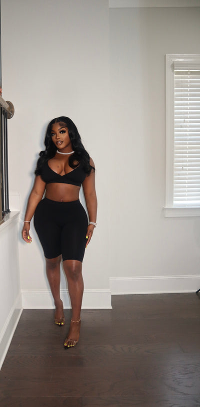 KEEP IT SIMPLE BIKER SHORT SET BLACK
