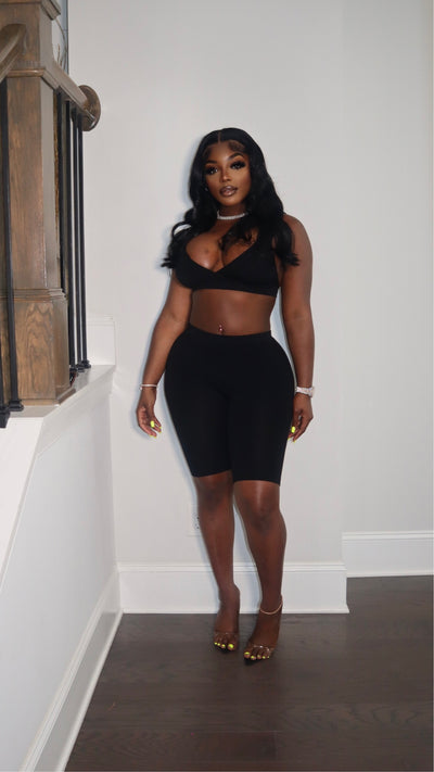 KEEP IT SIMPLE BIKER SHORT SET BLACK