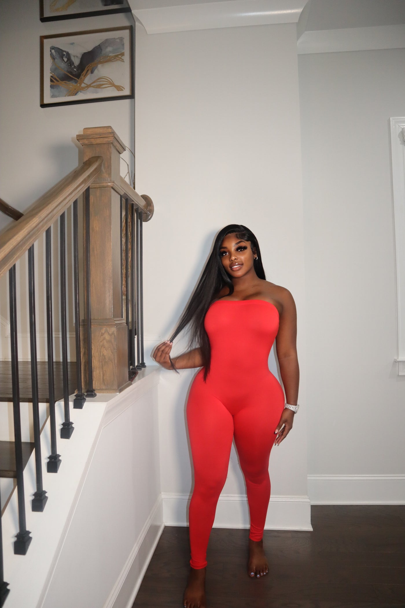 BASIC TUBE JUMPSUIT RED