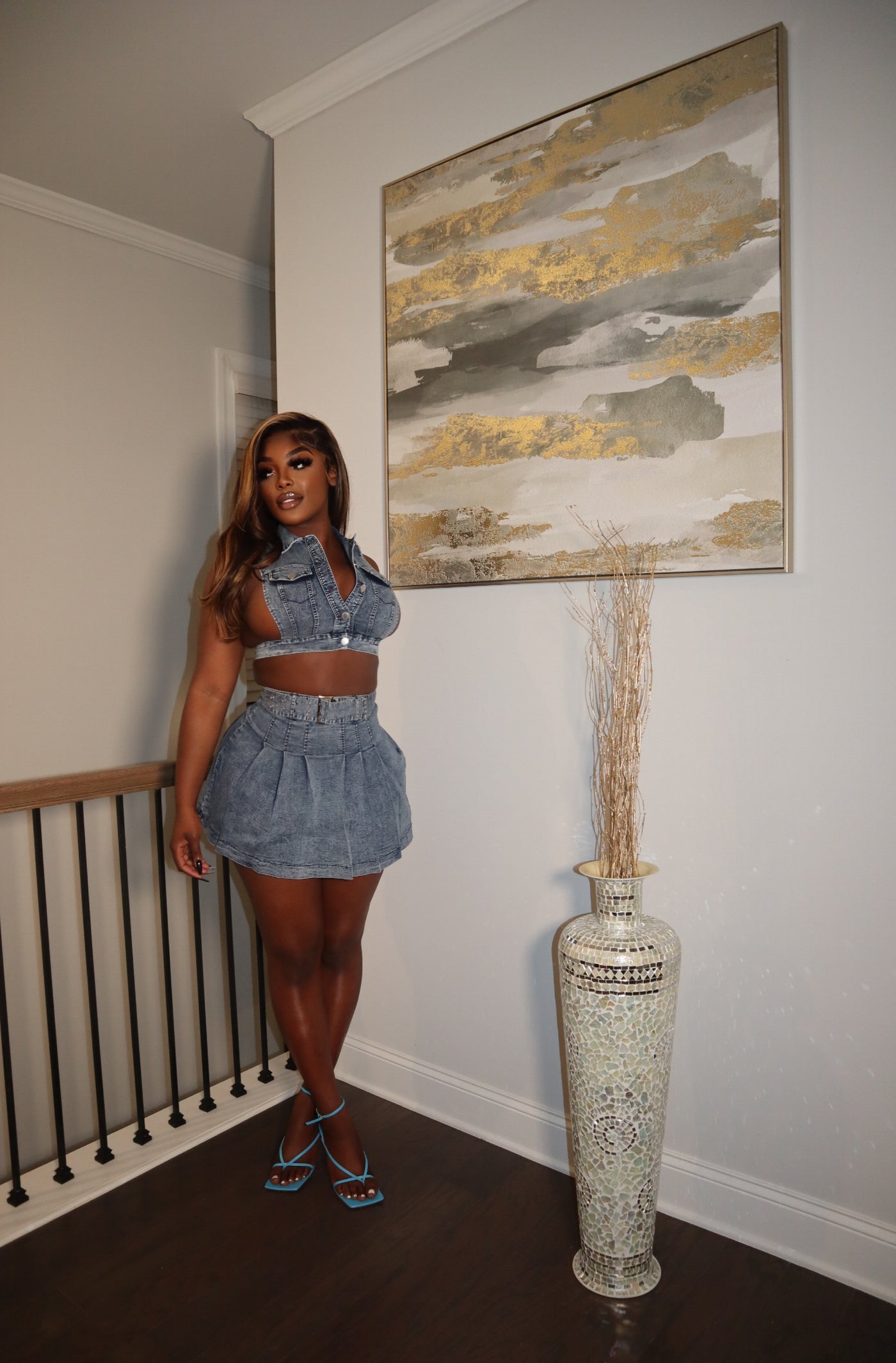 CHIC DENIM SKIRT SET